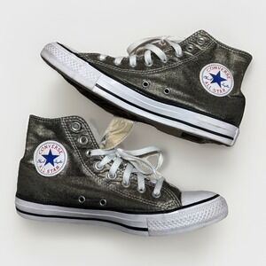 Converse All Star Textile Golden Metallic Shimmer High Top Sneakers Women's Sz 9
